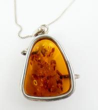 AMBER PENDANT ON CHAIN