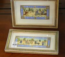 FOUR SMALL PAINTINGS AND BOX