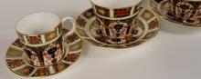 4 DERBY CUPS & SAUCERS