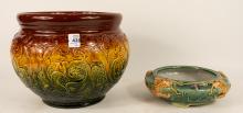 MAJOLICA JARDINIERE AND BOWL