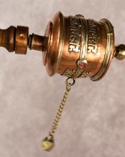 TIBETAN PRAYER WHEEL AND CHINESE HAND MIRROR