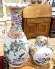 LARGE CHINESE PORCELAIN VASE AND GINGER JAR