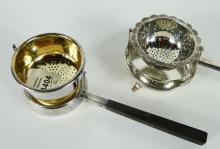 2 SILVER TEA STRAINERS