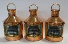 THREE COPPER SHIP'S LANTERNS