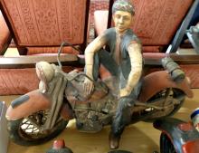 TWO LARGE RESIN MOTORCYCLE SCULPTURES