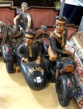 TWO LARGE RESIN MOTORCYCLE SCULPTURES