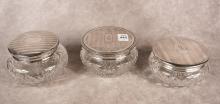 THREE STERLING LIDDED DRESSER JARS