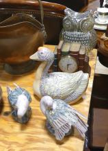 BIRD FIGURINES AND CLOCK