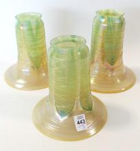 SET OF THREE ART GLASS SHADES