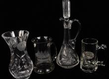 4 PIECES CRYSTAL & GLASS