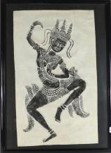 PAIR SOUTHEAST ASIAN CHARCOAL RUBBINGS