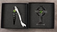 TWO WATERFORD CHRISTMAS ORNAMENTS