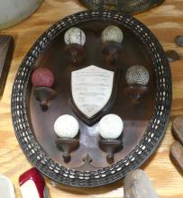 WOOD SHAFT GOLF CLUBS AND PLAQUE