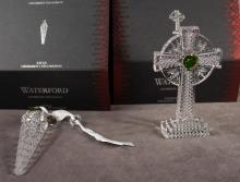 TWO WATERFORD CHRISTMAS ORNAMENTS