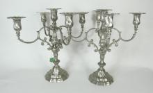 PAIR PEWTER CANDELABRA