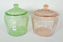 2 GLASS BISCUIT JARS