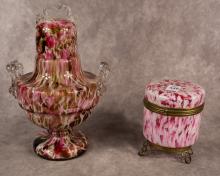 TWO PIECES OF SPATTER GLASS