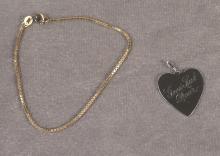 GOLD BRACELET AND STERLING PENDANT