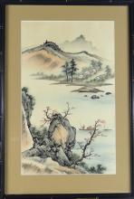 PAIR CHINESE WATERCOLOURS ON SILK