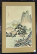 PAIR CHINESE WATERCOLOURS ON SILK