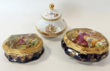 THREE PORCELAIN DRESSER JARS