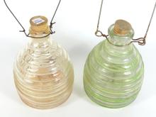 TWO VINTAGE GLASS INSECT TRAPS