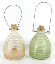 TWO VINTAGE GLASS INSECT TRAPS