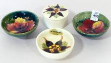 SMALL MOORCROFT BOWLS AND TRINKET BOX