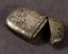 ANTIQUE BRASS BUTTONS AND STERLING MATCH VESTA
