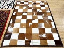 "CHECKERBOARD" COWHIDE RUG