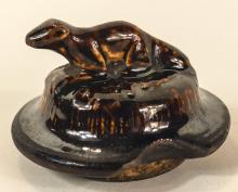 RARE BRANTFORD POTTERY "BEAVER" LID