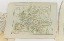 9 ANTIQUE MAP PRINTS, 1890