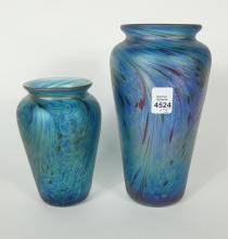 2 ART GLASS VASES