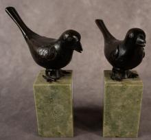 PAIR OF BRONZE "BIRD" BOOKENDS