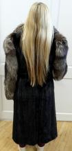 SILVER FOX AND BLACK MINK FUR COAT