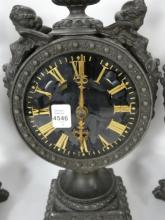 CAST METAL CLOCK GARNITURE