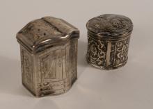 2 EARLY SILVER SPICE BOXES