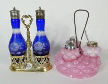 2 GLASS CONDIMENT SETS