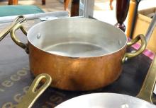 SEVEN PIECES OF COPPER COOKWARE