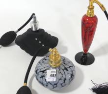 THREE ART GLASS ATOMIZERS