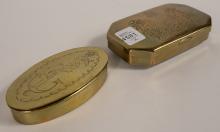 2 ANTIQUE BRASS SNUFF BOXES
