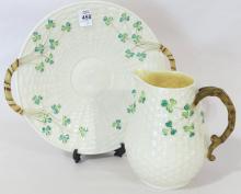 BELLEEK JUG AND PLATE