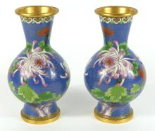 PAIR CLOISONNE VASES