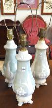 THREE ALADDIN ALACITE TABLE LAMPS