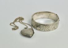 STERLING BANGLE AND NECKLACE