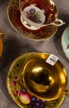 FIVE ENGLISH CUPS AND SAUCERS