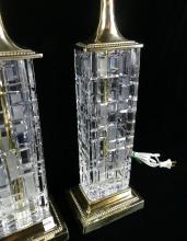 PAIR CRYSTAL "TOWER" TABLE LAMPS