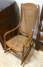 CANED OAK ROCKING CHAIR
