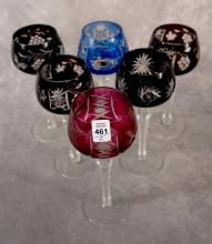 SIX BOHEMIAN CRYSTAL HOCK GLASSES