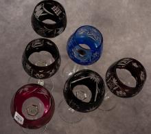 SIX BOHEMIAN CRYSTAL HOCK GLASSES